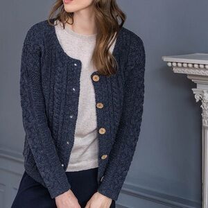 Celtic & Co Blue Shetland Wool Cardigan Sweater